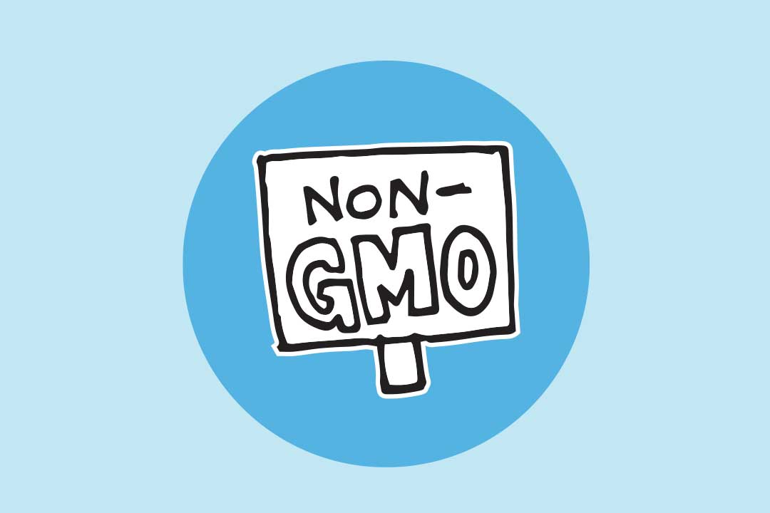 A sign saying no GMO