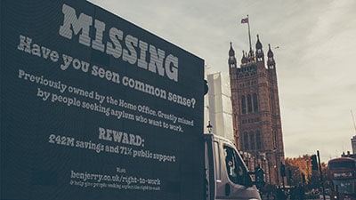 Missing message on side of a truck